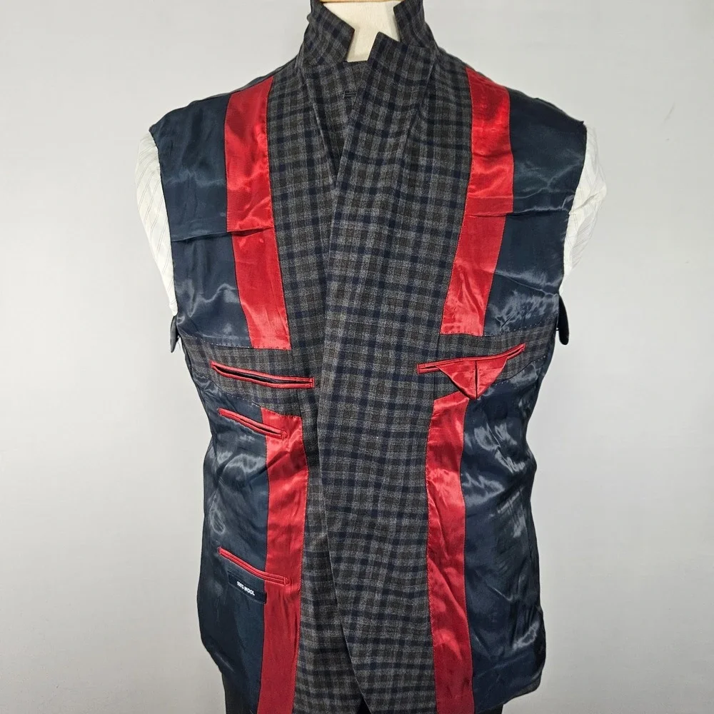 Daniel Hetcher Men's Sport Coat Blazer Two Button Checked Wool Multi-color 44S‎